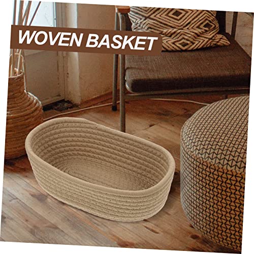 Image of Outanaya Storage Basket Woven Cotton Organizer for Sundries Toys and Books Medium Decorative Container Khaki for Home Office Use