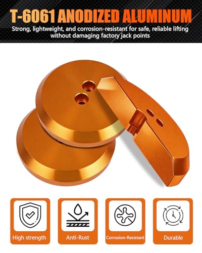 Image of Corvette Jack Pucks, Orange | Billet Anodized Aluminum, Compatible with Corvette C5 C6 C7 C8 & Porsche 911 Boxster Cayman 944 964 993 996 997