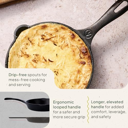 Image of Victoria Cookware 6.5-Inch Amazonia Cast Iron Skillet, Decorative Preseasoned Frying Pan with Cast Design, Made in Colombia, Pirana