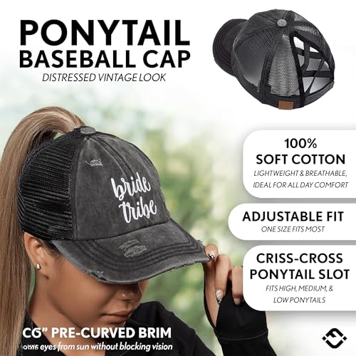 Image of Funky Junque Womens Baseball Cap Dad Hat Ponytail Messy Bun Trucker Ponycap