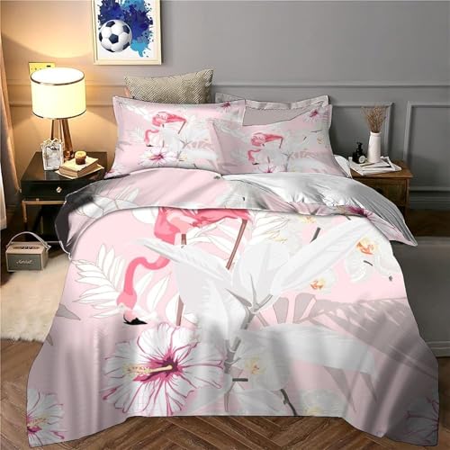 Parure de lit flamant rose douce et hypoallergénique en microfibre