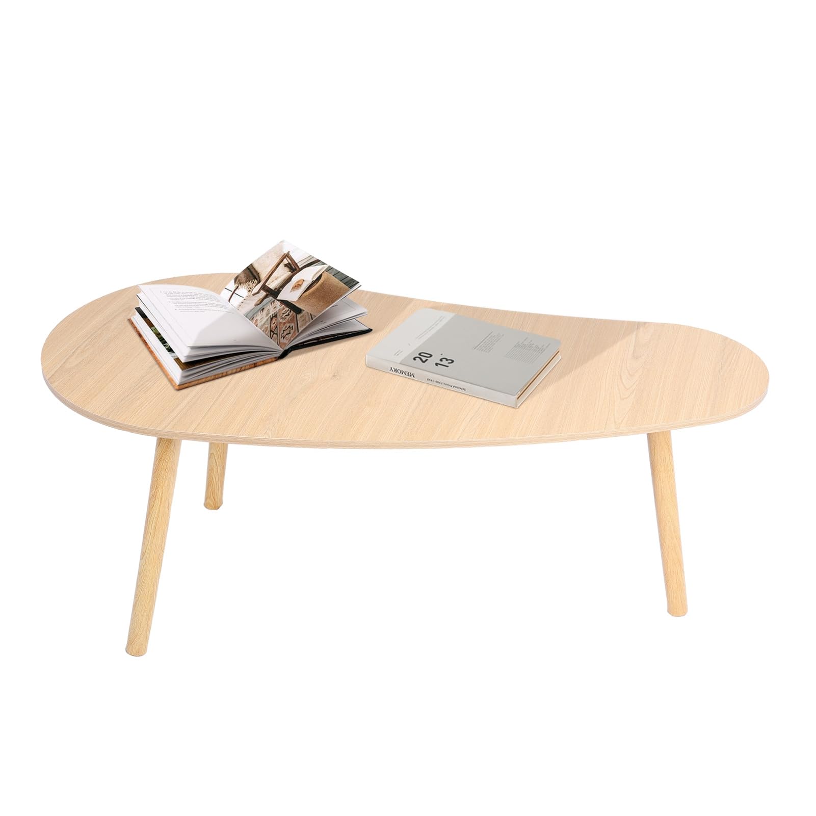 Wilitto Low Coffee Table Mango-Shape Bamboo Small Coffee Table Living Room Center Table Tea Table for Sitting on The Floor for Small Places Wooden Color