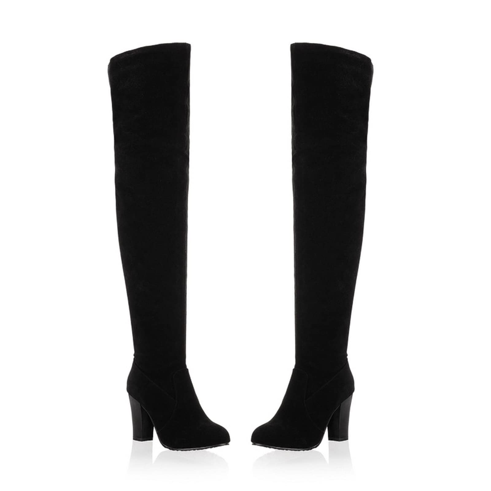 8CM / 3.14IN Sexy Femmes sur Les Bottes Au Genou Bottes À Talons Épais Plus La Taille Cuissardes