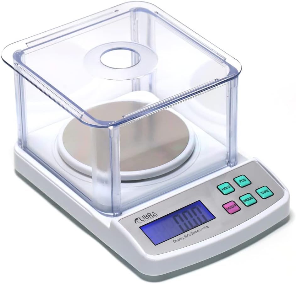 600 g x 0.01 g Digital Lab Scale, Piece Counting, Wind Shield, Stainless Steel Pan, Backlit LCD, AC Adapter, Multiple Weight Unit, Capacity: Max 600 g, Min 0.05 g (50 mg), Readability: 0.01 g (10 mg)