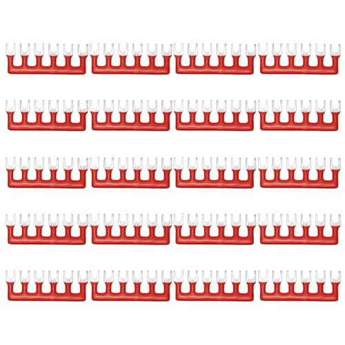 Image of sourcing map 20 Pack Fork Type Terminal Strip, 6 Postion 15A 400V Cuttable Pre Insulated Jumper Block TB-1506 Terminal Barrier Strips Jumper Connector for Factory Workshops Machinery, Red