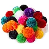 Gemscream 100 Pcs Large Yarn Pom Poms for Crafts 2 Inch Acrylic Yarn Balls Fuzzy Pompoms DIY Large Pom Pom Balls for Hats Handmade Arts Holiday Party Hanging Decorations (Multi Colors)