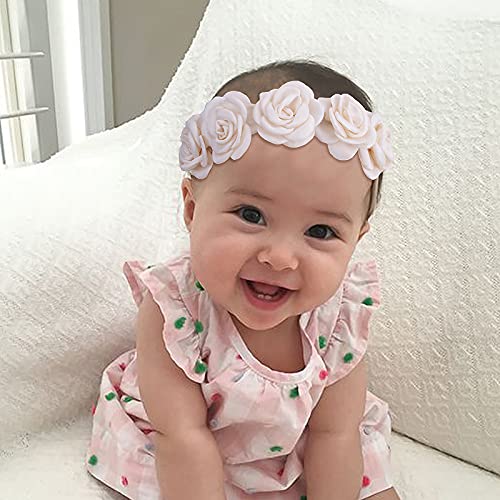 3pcs Baby Girl Floral Headbands Set-Elastic Hair Band Crown Flower Wraps for Newborn Infant Toddler4