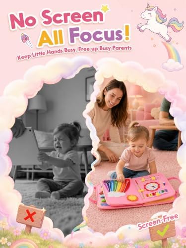 GONINO Toddler Busy Book Montessori Toy, Unicorn Felt Busy Board for Girls — view 5