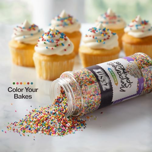 Image of Rainbow Nonpareils Sprinkles 10 oz Dot Sprinkles | Mini Round Sprinkles for Baking, Cupcakes, Cookies, Cakes & Ice Cream Decorations