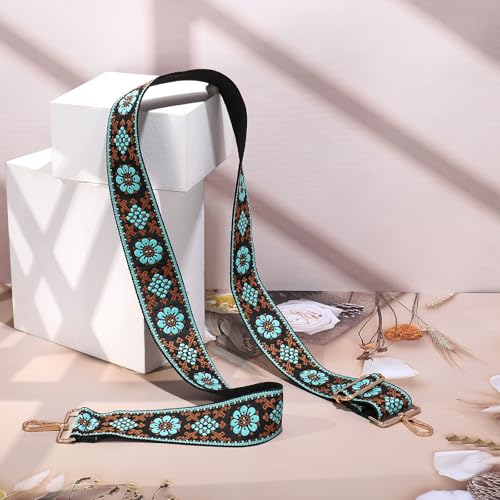 Image of Flower Purse Strap Replacement Embroidery Crossbody Shoulder Strap for Handbag Canvas Purse Extender Accessories