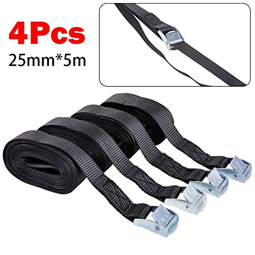 AIDNTBEO 5M Fivela Cam Cintos de Amarração 4 Peças, Alças de Carga Lugga Rack de Telhado Corda de Am