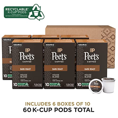 Peet's Coffee, Dark Roast Keurig K-Cup Pods - House Blend 60 Count (6 Boxes of 10 K-Cup Pods) image 2