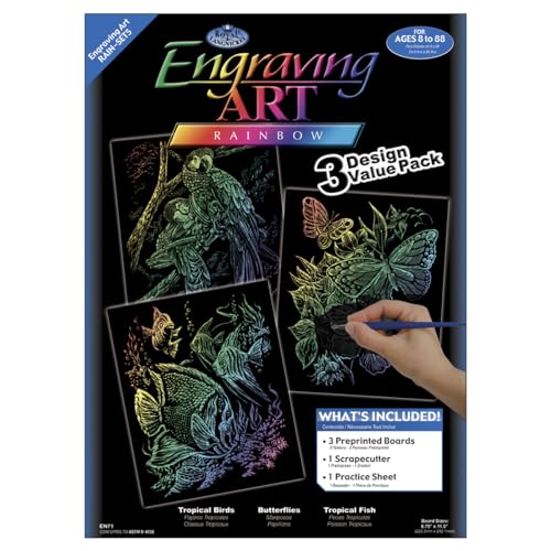 Foil Engraving Art Kit Value Pack 8.75x11.5-Rainbow - Fish, Butterflies & Birds