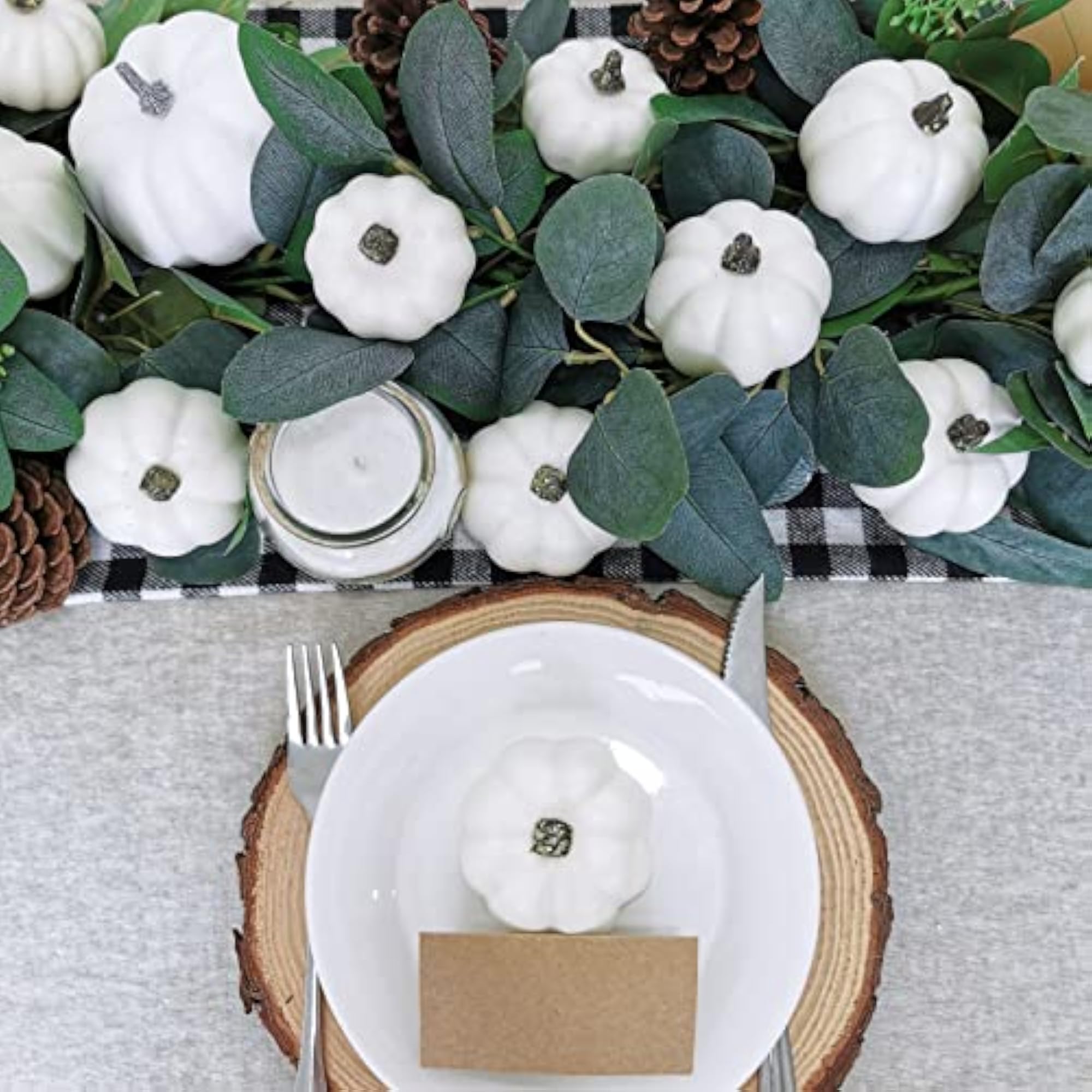24 Pcs Harvest White Mini Artificial Baby Boo Pumpkins