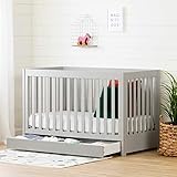 South Shore Cookie Crib with Drawer-Soft Gray