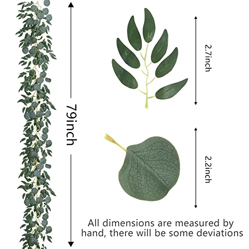 Dallisten 3 Strands Artificial Vines Kit, 78" Silk Eucalyptus Ivy Garland, Green Leaves Natural Odorless, Fake Greenery Hanging Plants, Decoration For Home, Bedroom, Wall, Party, Wedding, Boho Decor #TOP1