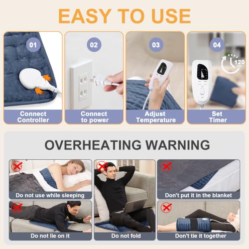 Image of Heating Pad,Electric Heating Pads,Heating Pad for Back,DarkBlue,24x12 in
