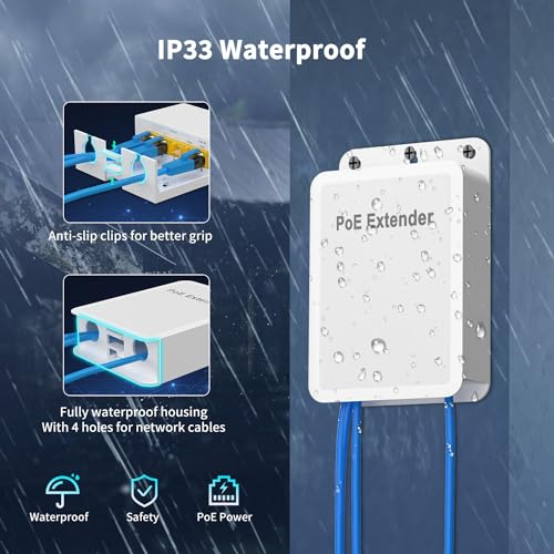 Image of Outdoor Gigabit PoE Extender 1 in 4 Out, NICGIGA 5 Port 802.3af /at /bt PoE Waterproof Repeater, Vlan, Extend 100 Meters(328 ft), Power Over Ethernet PoE Splitter.