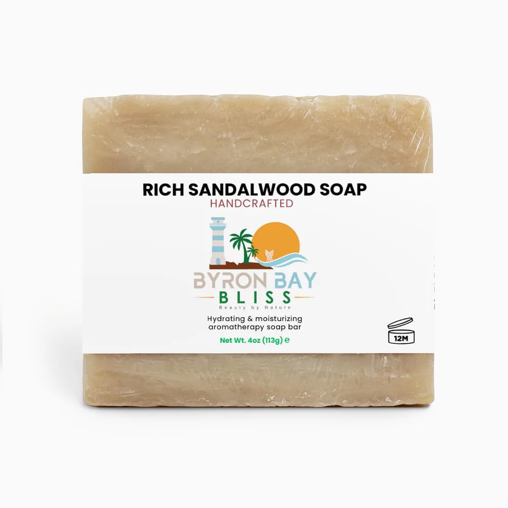 Sandalwood Bar Soap for Men Women Natural Moisturizing Body Face Soap Gentle Hydrating Cleanser for Sensitive Skin Rich