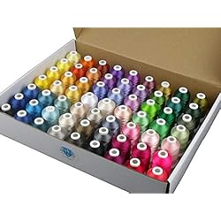 Formato De Bordado Brother 63 carretes de hilo Simthread, colores Brother, de poliéster 120 d/2, peso 40; para máquina de bordado Brother con bobina 500 m