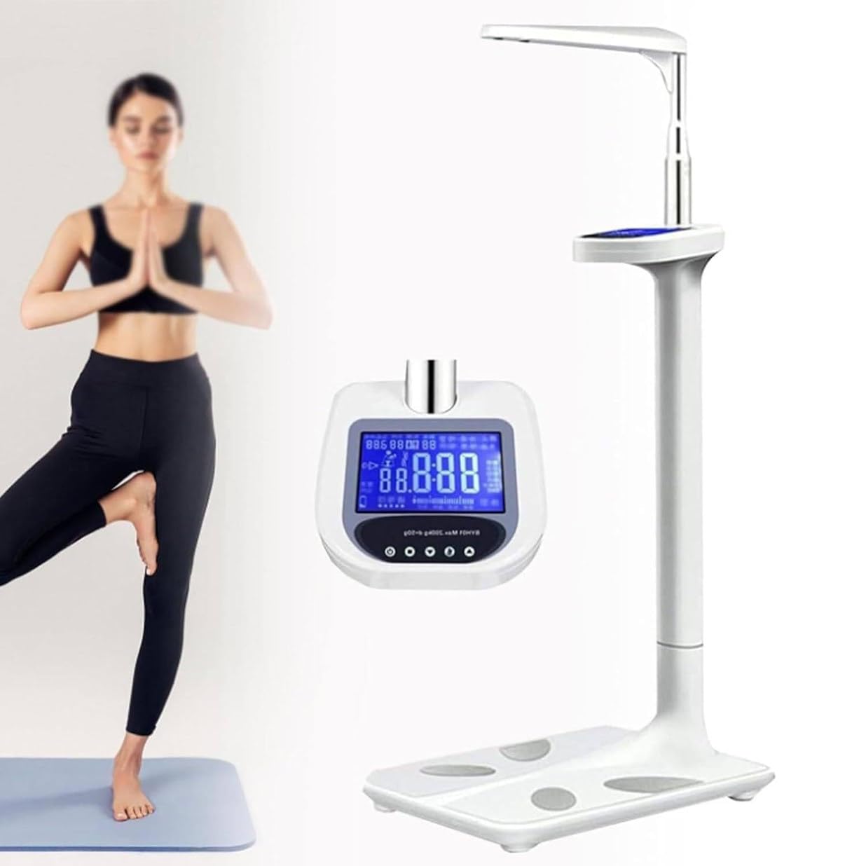 Balance médicale professionnelle, capacité 200 kg, analyseur de taille et de masse grasse, pèse-personne numérique avec écran LCD, pour la maison, la salle de sport, les examens médicaux scolaires.