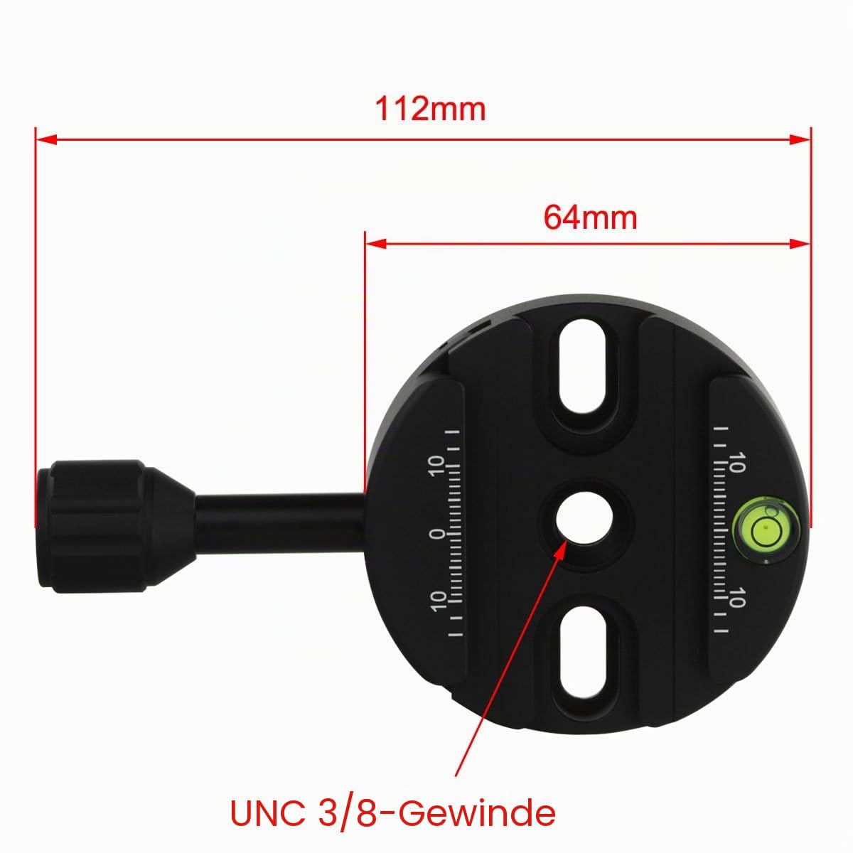 Haoge CP-64 64 mm Schraubknopf, Schnellspannklemme, Adapterhalterung für Schnellspanner, QR-Platte, Kamerastativ, Kugelkopf, Einbeinstativ, Kugelkopf, passend für Arca Swiss