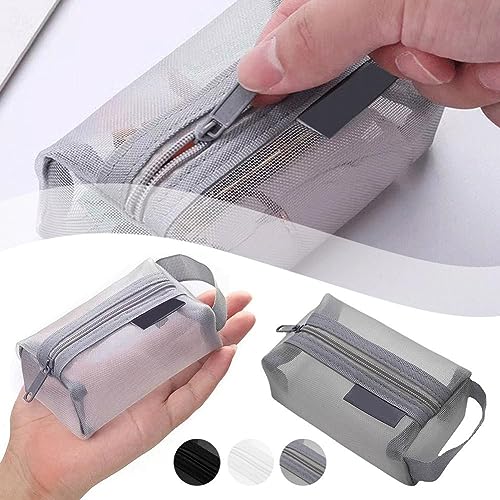 Wmool 2023 New Portable Square Mesh Storage Bag, Portable Mesh Cosmetic Bags Mesh Coin Purse Small, Mesh Makeup Bag with Zipper Mesh Cosmetic Bag4