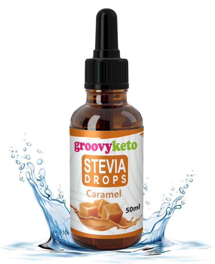 Groovy Keto Liquid Stevia Drops (50ml) - Sweetener - Sugar Free Zero Calories - Low Carb Sugar Substitute Alternative (Caramel)