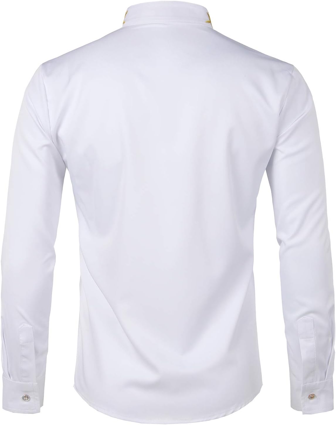 ZEROYAA Mens Hipster Gold Embroidery Mandarin Collar Slim Fit Long Sleeve Casual Dress Shirts - Image 2