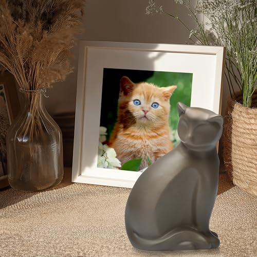 DiDiBirDi Keramik Urne für Katze,Haustier Einäscherung Box,Dekorative Katze Urne für Asche,Braune Katze Urnen aus für Asche Geeignet für kleine bis mittlere Katzen (Braune) (4kg)
