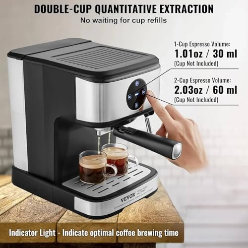 Image of Mann Mart‚Powerful 15 Bar Espresso Machine with Milk Frother - Make Cafe-Quality Coffee at Home