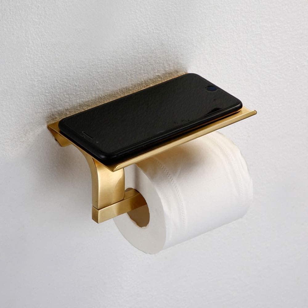 Soporte para Papel higiénico Portarrollos de Papel higiénico montado en la Pared, portarrollos de Papel higiénico de Acero Inoxidable con Soporte para teléfono para baño, Lavabo, Cocina