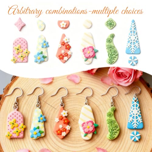 Image of ORIGACH 15 Pcs Dangle Shape Polymer Clay Cutters Set Basic Earring Clay Cutter DIY Craft Supplies Clay Sculpting Tools for Earring and Jewelry Making