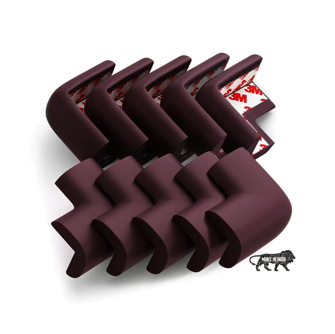 Kids Station Baby Proofing Corner Protector For Kids Safety, Made In India Rubber Edge For Sharp Furniture Edges And Corners, A Baby Safety Product (50G/Mt Dense, 10 Pcs, L- Shape, Brown)