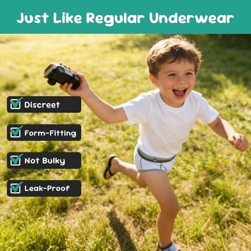 Image of Carer Washable Cotton Front Absorbent Briefs for Boys, 3-Pack Reusable Breathable Leak-Proof Kids Regular Underwear for Light Daytime Incontinence (Multi-Colored, Size 7)
