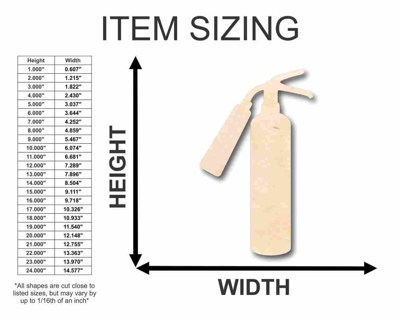 Unfinished Wood Fire Extinguisher Shape -Firefighter - Craft - up to 24