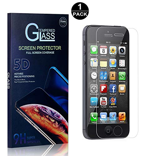 iPhone SE/iPhone 5 5s Screen Protector, Bear Village® Tempered Glass Screen Protector [Lifetime Warranty], HD Screen Protector Glass for Apple iPhone SE/iPhone 5 5s, 1 Pack