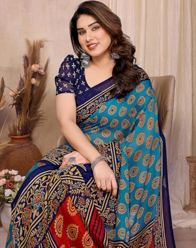 Image of Yashika Women's Georgette Saree with Blouse Piece for Traditional Ethinic Wear Sari