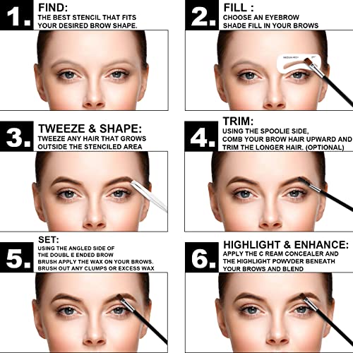 Sumeitang 12 Color Eyebrow Kit, 6 Color Eyebrow Powder + 6 Color Brow Pomade Professional Brow Makeup Palette With Eyebrow Pencil, Brow Stencil, Brush And Tweezers Set, Create You Perfect Brow Styling #TOP4