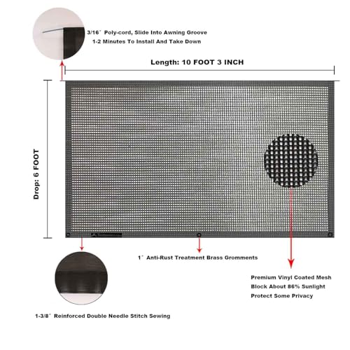 Image of RV Awning Mesh Sun Shade Screen for Motorhome Camper Trailer Sunshade