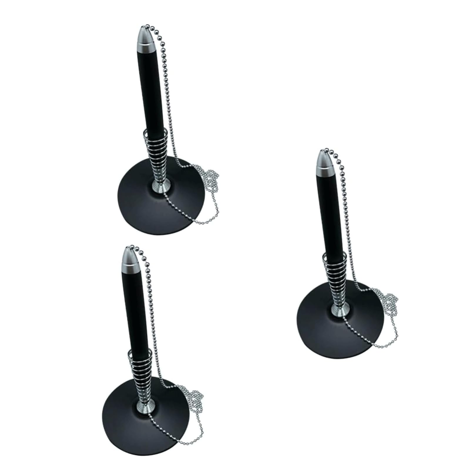 Kugelschreiber， Kugelschreiber, Gelstift. Metallkugelschreiber mit Geltinte, Kette, 7(Blackx3pcs)