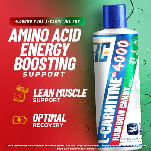 Image of Ronnie Coleman Signature Series L Carnitine XS 4000 Liquid, Stimulant Free, Sugar Free, Zero Carbs, Lean Muscle Strength Support for Men & Women,16 oz, Rainbow Candy