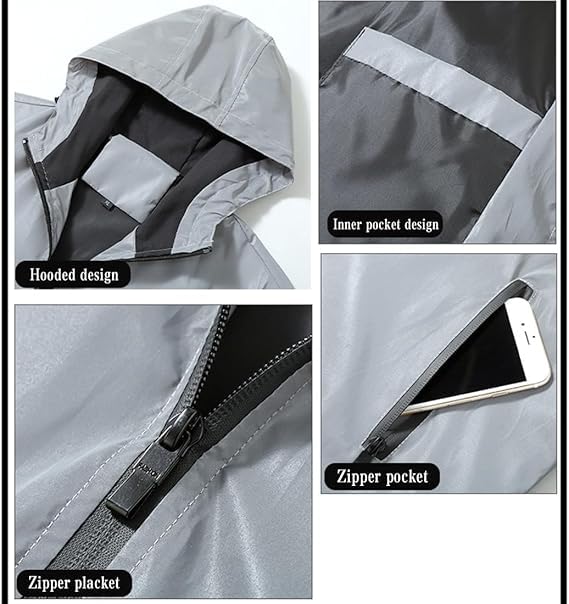Chromashift Reflective Windbreaker, Waterproof Windproof Night Runs Bright Reflective Jacket Coat Full Zip Shell3