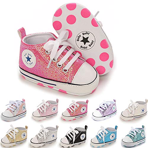 Image of Meckior Infant Baby Boys Girls Canvas Sneaker Soft Sole First Walkers Trainers Lace Up Casual Toddler Shoes