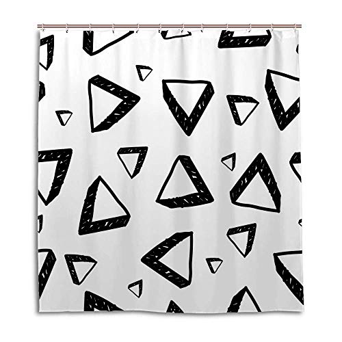 Rideau de douche triangles avec crochets pour baignoire en polyester imperméable - 2