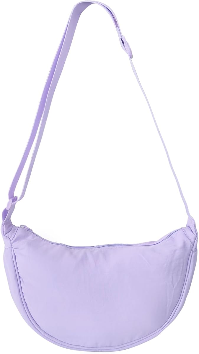Crescent Bag for Women, Nylon Half Moon Bags Women Crossbody Bag with Adjustable Strap, Solid Color Dumpling Bags Portable Crescent Purse for Daily Use