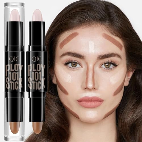 Highlight Contour Stick 2 in 1 Double-End Face Makeup Shading Stick Concealer Highlighter Cream Cruelty Free