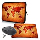 Pedea Design Tablet PC Tasche 10,1 Zoll (25,6cm) mit Mauspad und schnurloser Maus, Brown Global Map