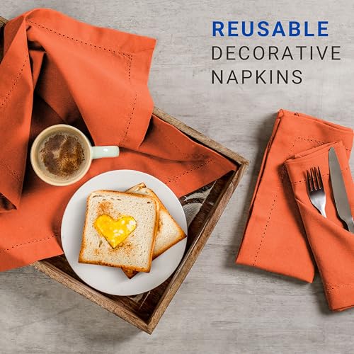TWINY threads Pack of 12 100% Cotton Cloth Napkins, 18" x 18" (Orange) by TWINY threads - Used condition - Image 2