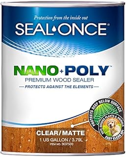 Seal-Once Nano+Poly Penetrating Wood Sealer with Polyurethane - Premium Waterproof Sealant -1 Gallon & Clear